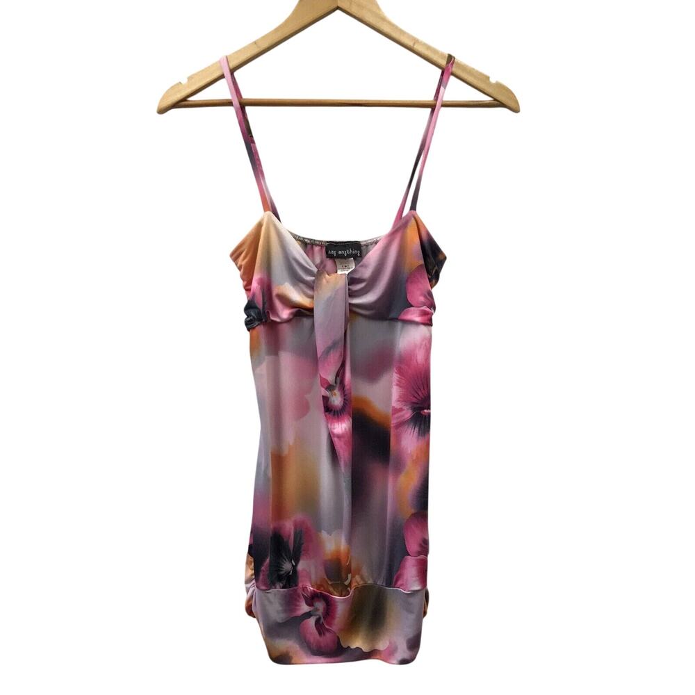 Say Anything Top Womens Small Tunic Pink Orange Black Gray Purple